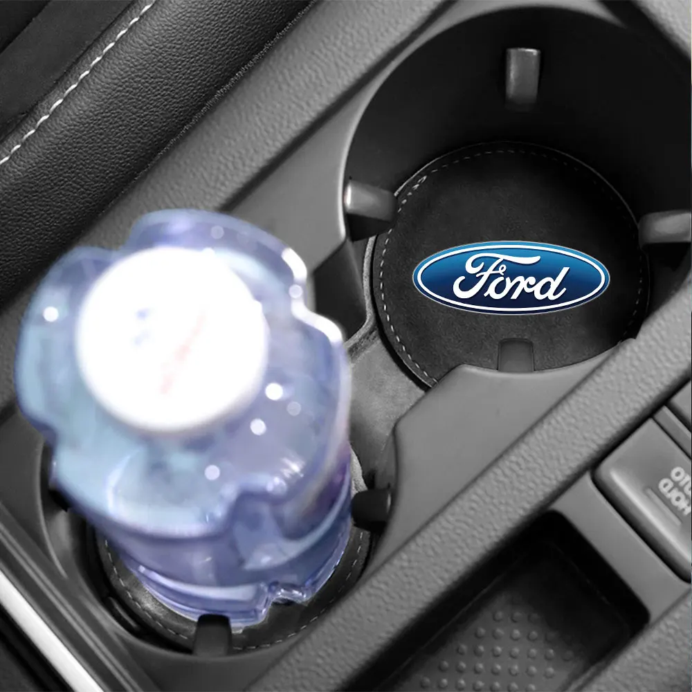 

2Pcs Car Coaster Non-Slip Pad Water Cup Holder Mat For Ford STRACING Focus Mustang Fiesta Kuga MK7 MAX Mondeo Escape Accessories