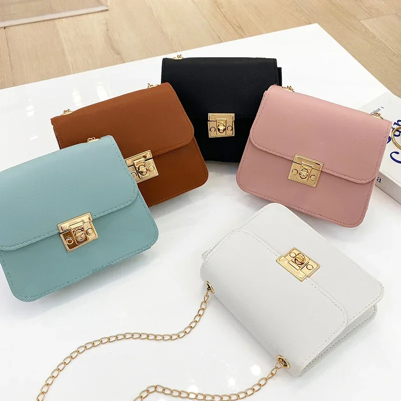 Women Designer Bags All-match Chain Shoulder Bag Solid Color Mini Flap Bag Messenger Crossbody Bag Clutch Purses and Handbags