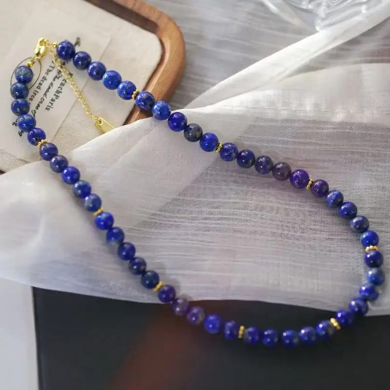 8mm high-quality natural lapis lazuli necklace a clavicle chain
