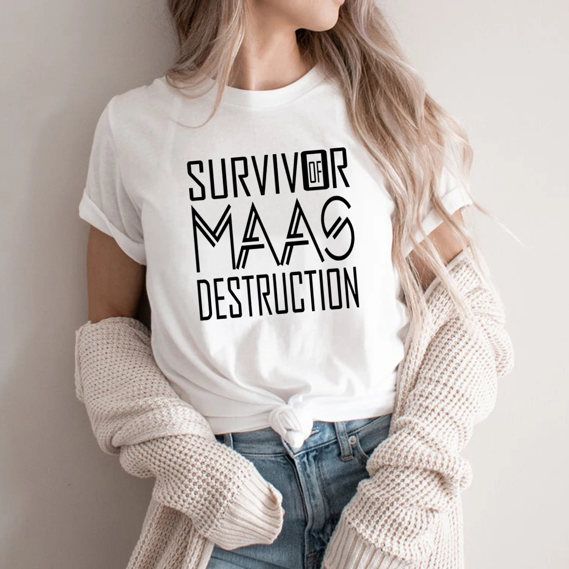 

Sarah J Maas Tshirt Survivor of Maas Destruction T Shirt ACOTAR Shirt Unisex Graphic T Shirts Short Sleeve Tees Tops Fans Gift