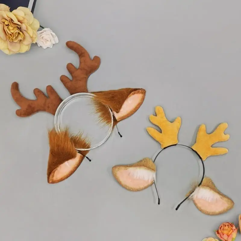 

Soft Plush Reindeer Antlers Ear Hairband Cosplay Hairband for Halloween Masquerades Party Festival Theme Headwear Y08E