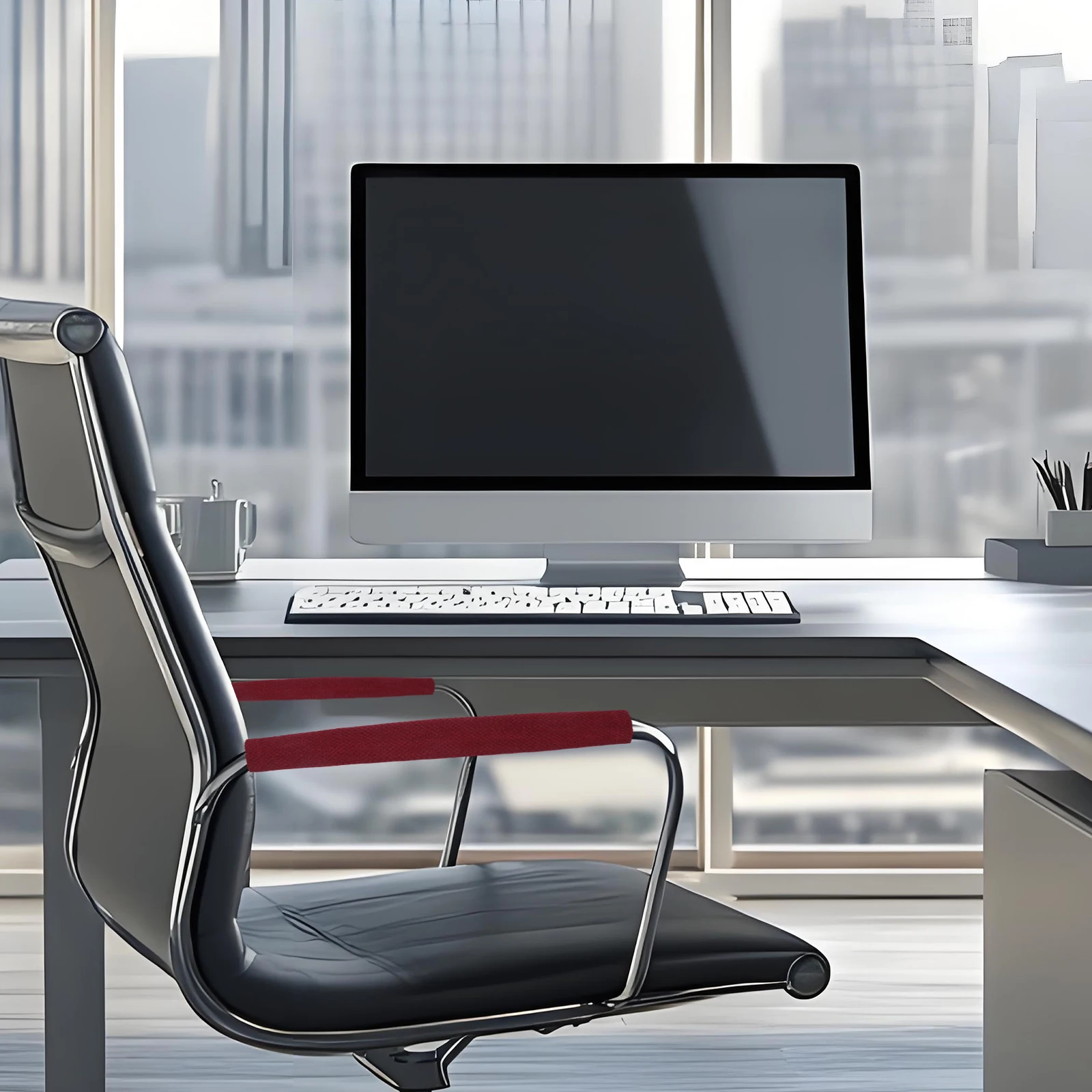 

2Pairs Office Chair Armrest Covers Stretchable Elastic Polyester Washable Zipper Protectors for Gaming Swivel Chairs