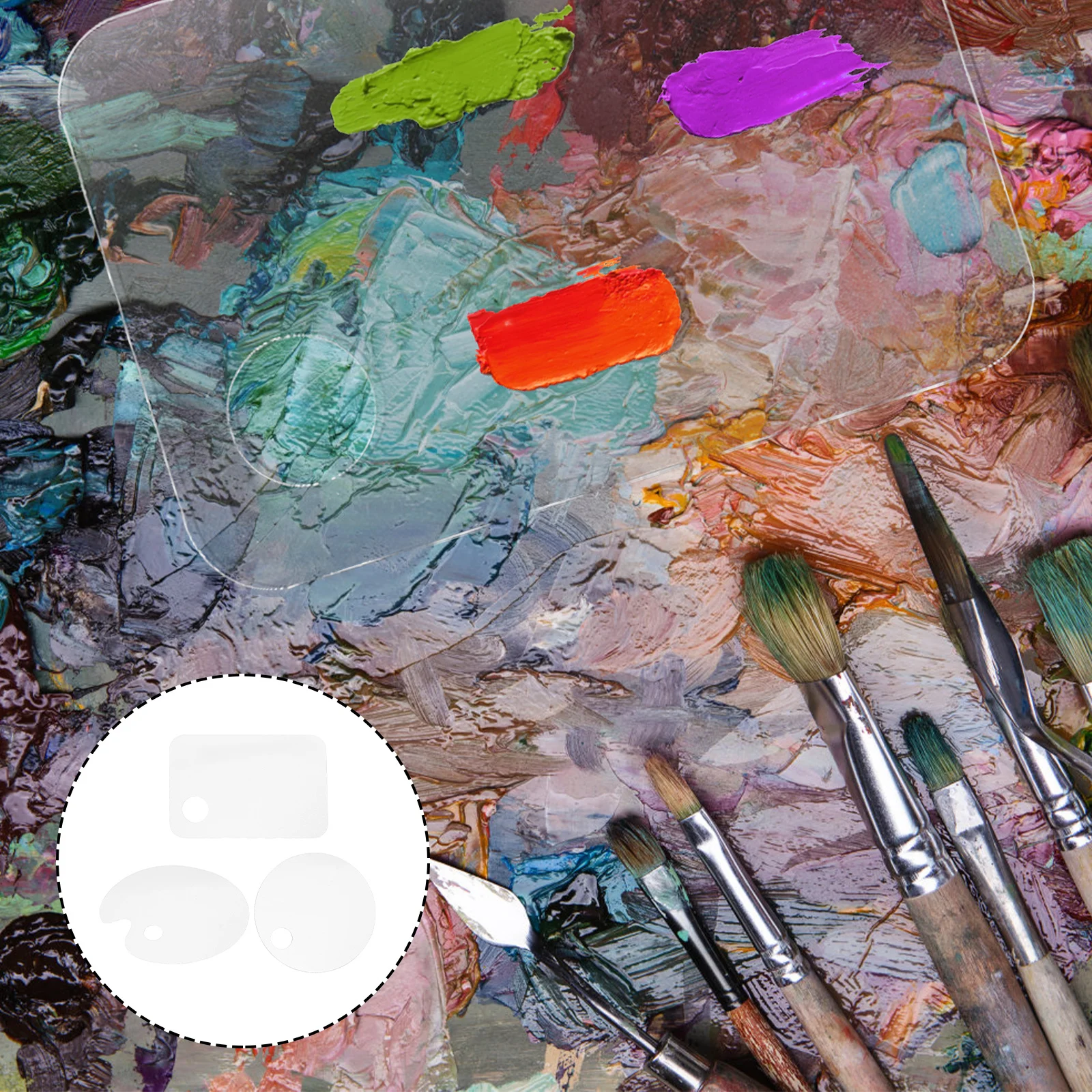 

3pcs Acrylic Paint Pallet Reusable Color Mixing Plate For Artists Diy Painting Watercolor Pigment Tray Smooth Easy Clean