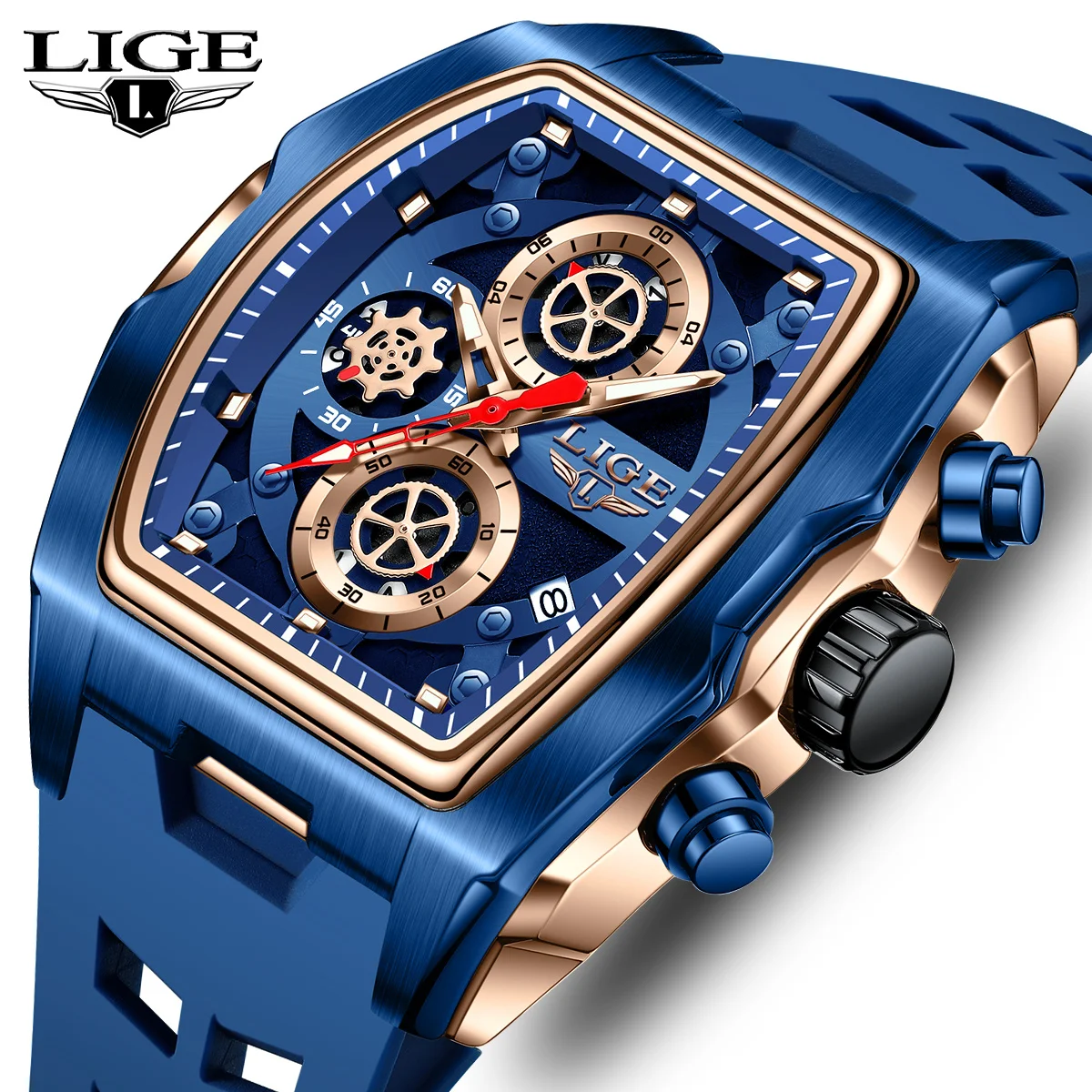 

LIGE Military Mens Watch Fashion Soft Silicone Calendar Luminous Waterproof Quartz Watches for Man Chronograph Sport Male Clock