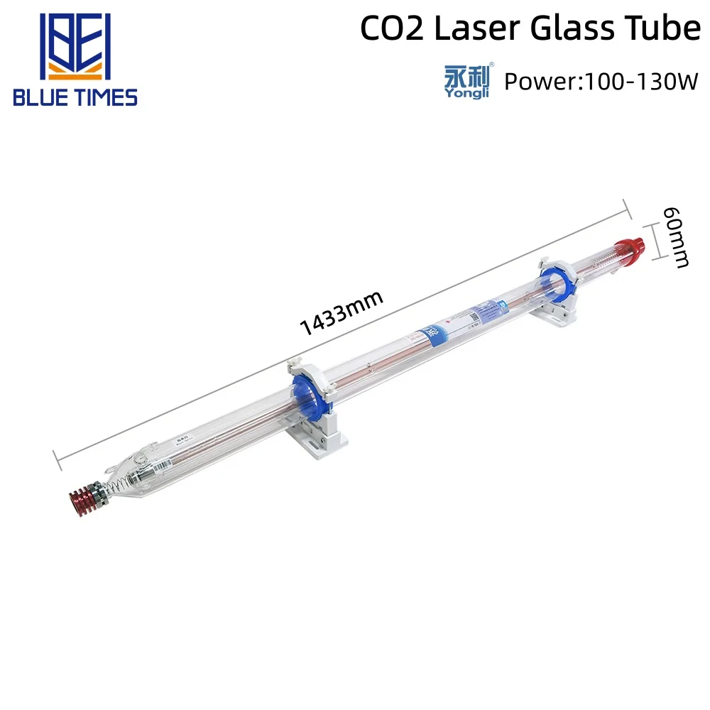 Bluetimes YongLi 100-130W Co2 Glass Laser Tube Length 1433mm Dia 60mm Glass Laser Lamp for CO2 Laser Engraving Cutting Machine