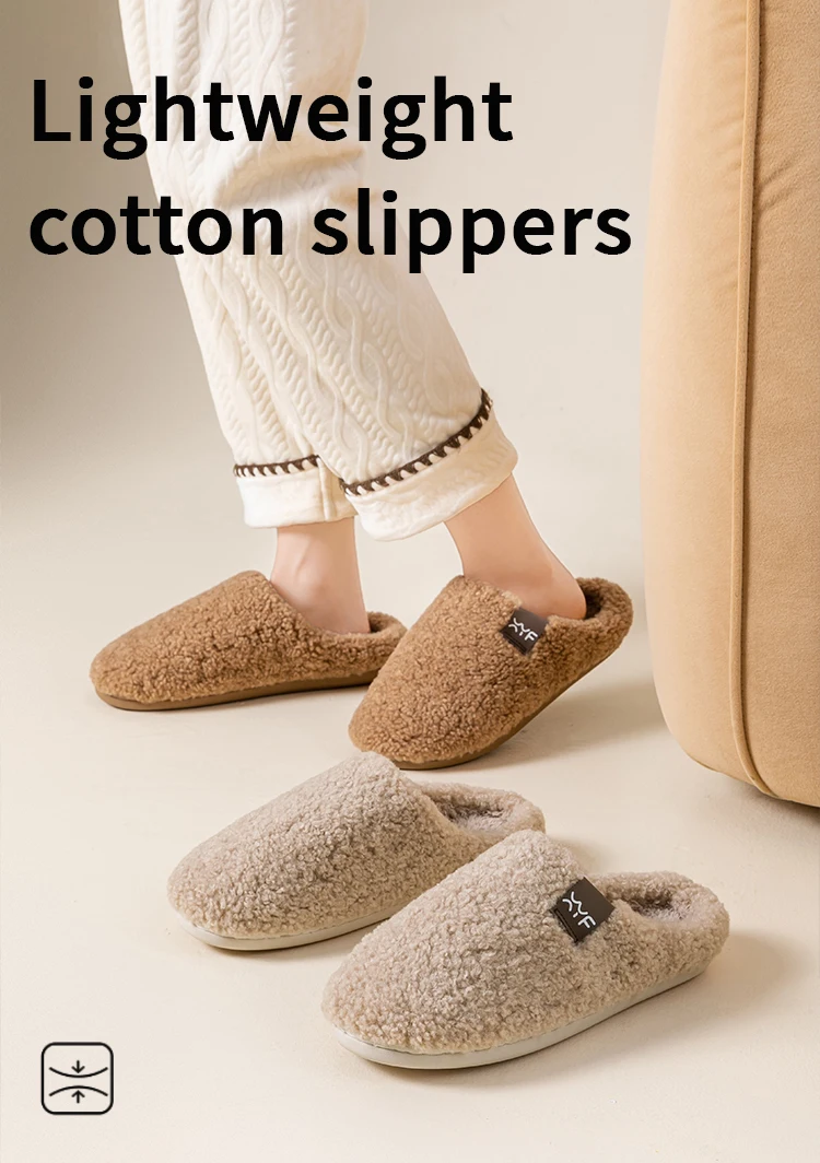 Herren-Hausschuhe für Herbst und Winter, für den Innenbereich, rutschfeste, warme, weiche Plüsch-Slip-Ons, gemütliche, atmungsaktive, leise Hausschuhe für Paare – Detail 3