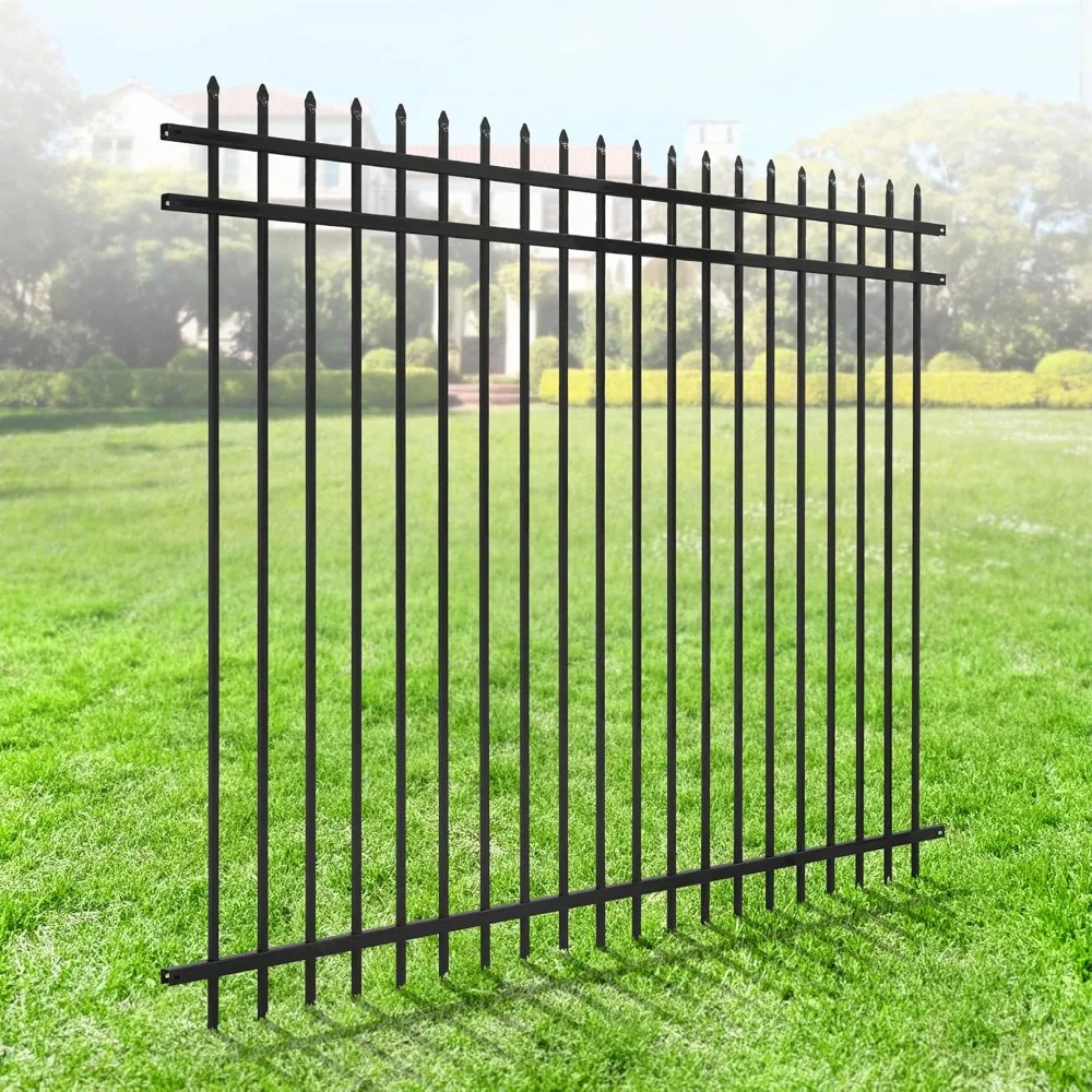 

Heavy Duty Pinnacle Fence Barrier Panel, 6FT Height X 8FT Width Anti-Rust Metal Fencing Panel, 2” Diameter Steel Outdoor Decora