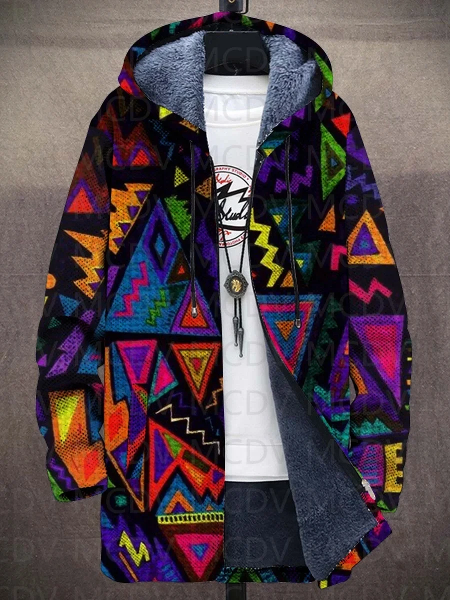 

Men's Winter Fashion Zipper Cloak Abstract Art 3D Printed Plush Thick Zipper Hoodie Neutral Street Leisure Warm Jacket Q0372