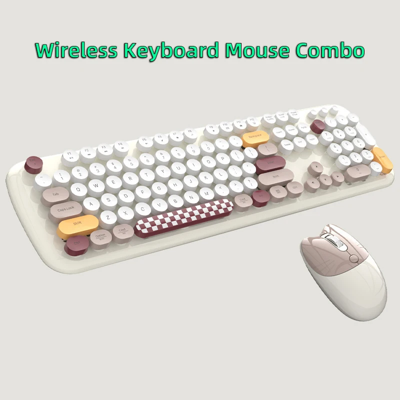

New 2.4G Wireless Keyboard and Mouse Set Girls' Cute 99 Keys AA Battery Powered Keyboard Mice Combo Luxury Girl Friend Gift Set