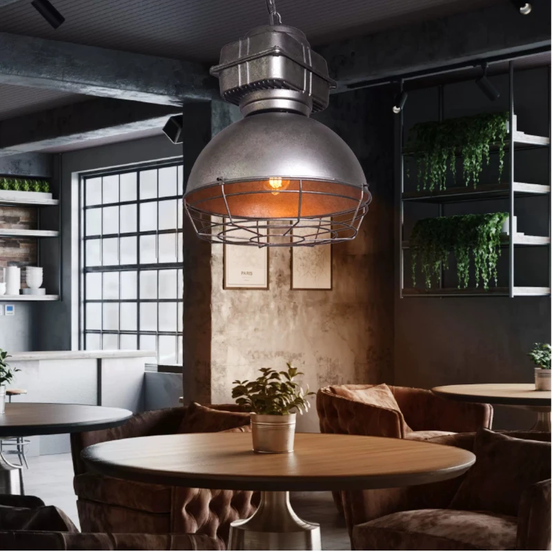 Metallic texture retro industrial style pendant light creative personality restaurant coffee shop bar restaurant lighting