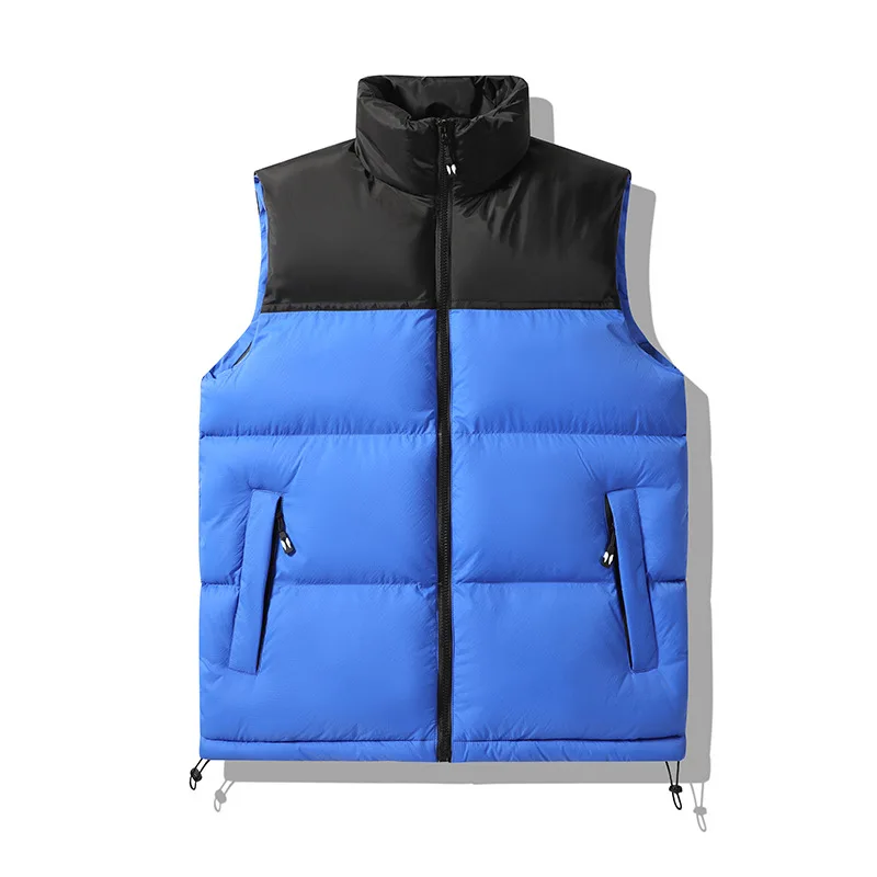 Autumn Winter Padded Vest Men Color Matching Down Cotton Waistcoat Fashion Stand Collar Thickened Warm Plus Size Sleeveless Vest