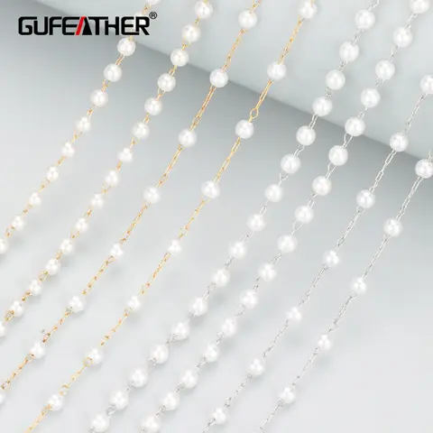 GUFEATHER C137,jewelry accessories,diy chain,plastic pearl,stainless steel,hand made,jewelry making,diy bracelet necklace,3m/lot