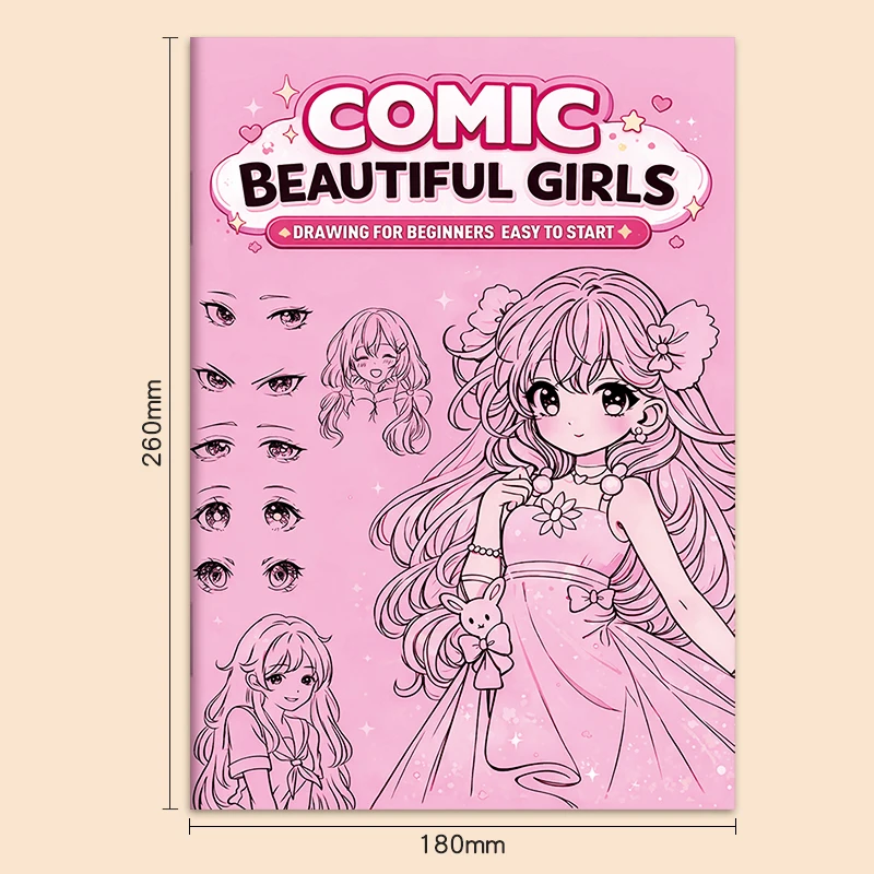 Cute Anime Girl Line Drawing Album, 32-Page Exquisite Sketching and Tracing Book, Manga Coloring Book, Suitable for Beginners, Featuring Various Anime Characters, for Practicing Tracing, Hand-Drawn Outlines, and Coloring, Suitable for Home Study, Art Classes, and Professional Practice, Made with High-Quality Premium Materials