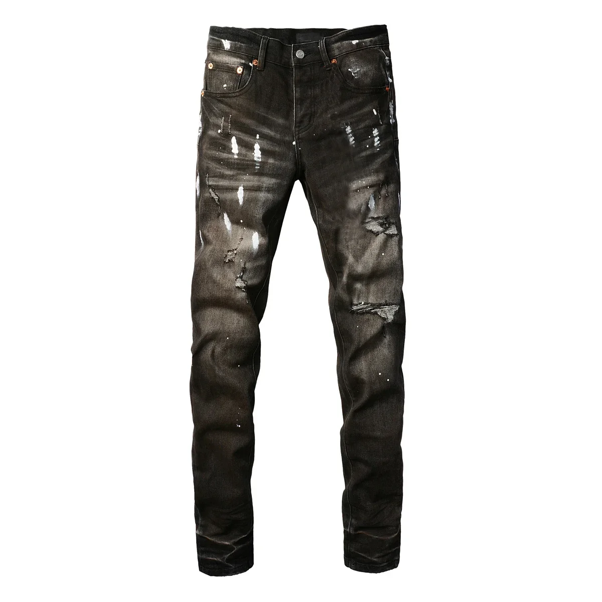 Celana Jeans Pria Berkualitas Tinggi Model Skinny Denim Hitam Distressed Low Rise dari Merek Ternama