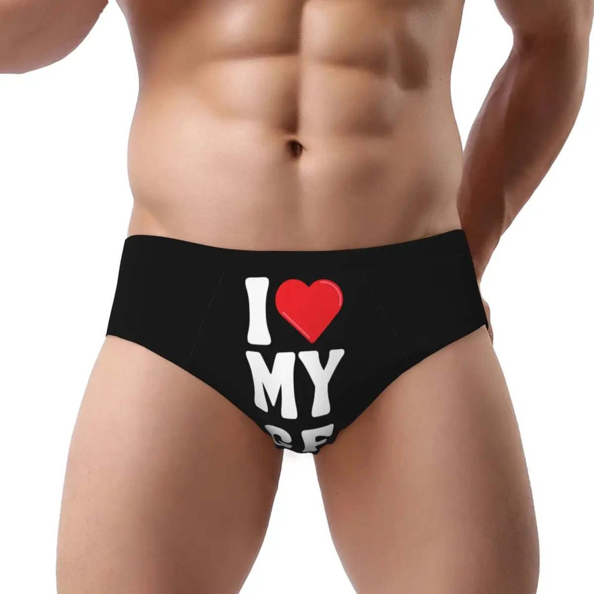 Custom Men's I Love My Girlfriend Men Brief Panties Male Soft Underwear Underpants