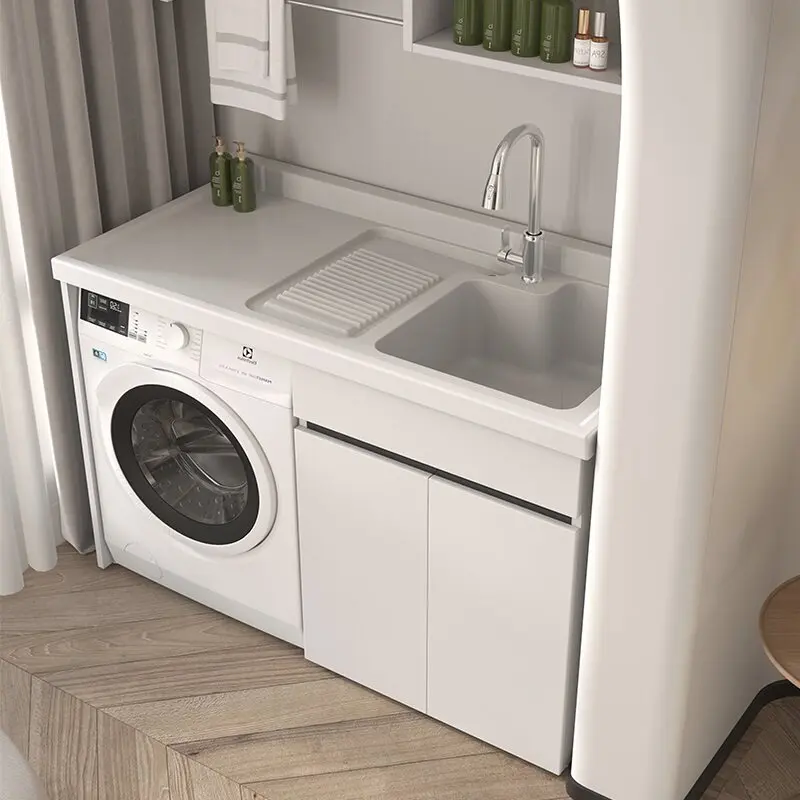 Yjq honeycomb aluminum washing machine balcony integrated cabinet combination laundry pool basin with rubbing board