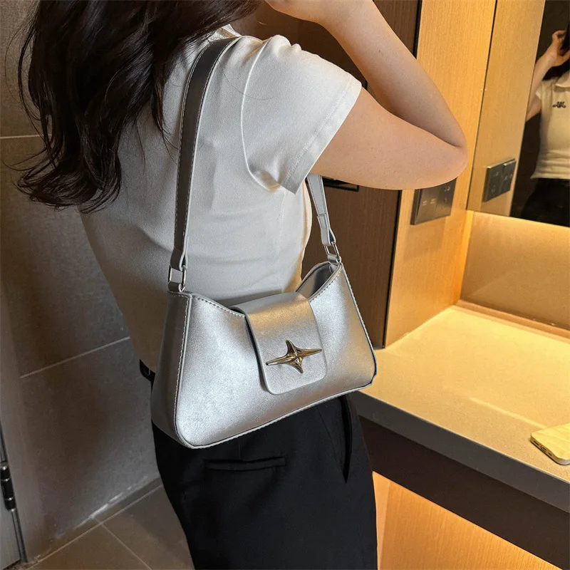 Simple Solid Color Shoulder Bag Fashion Trendy Casual Clutch Bag Large Capacity Handbag Personalized Small Square Underarm Bag