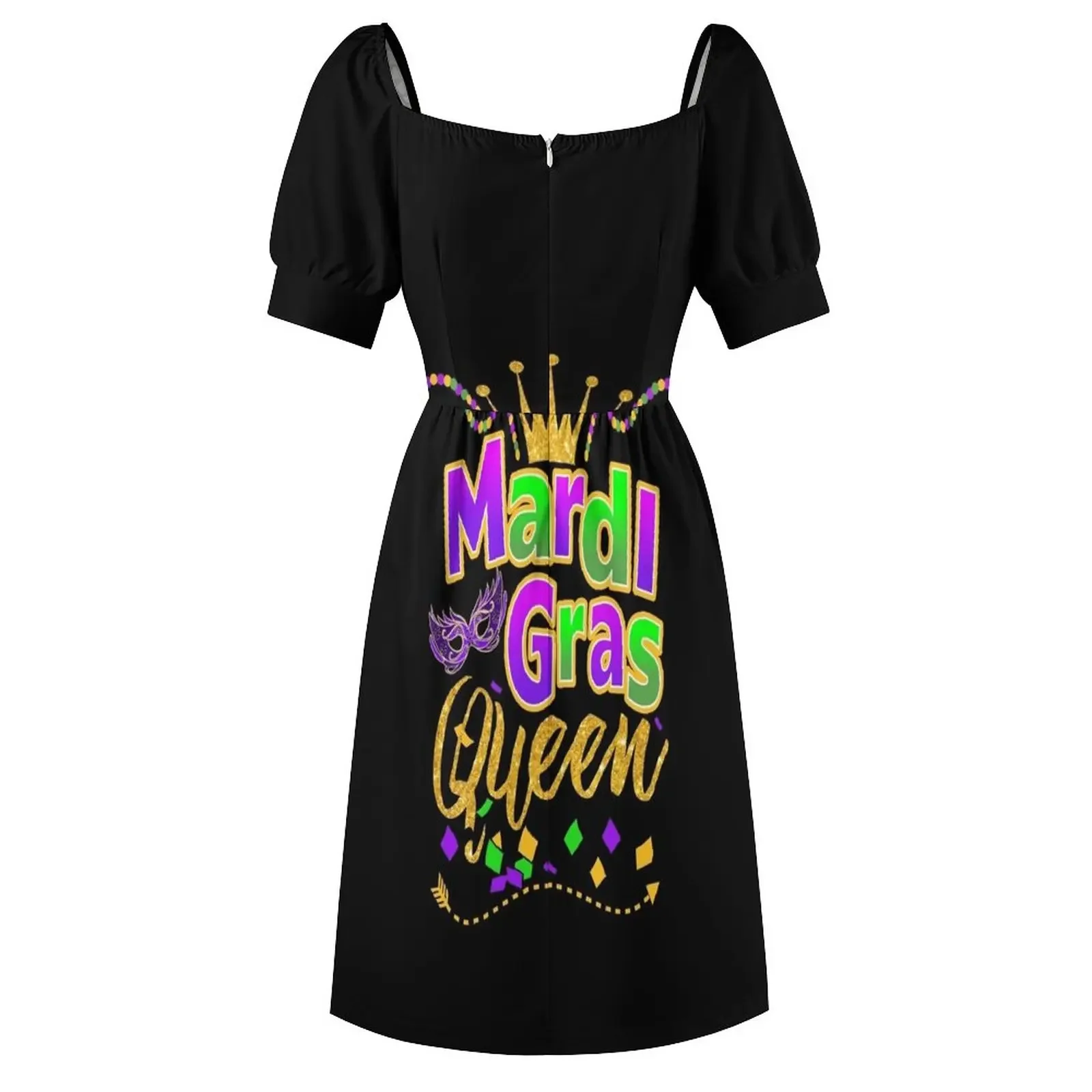 Mardi Gras Queen Crown Festival Carnivals T Shirt Gift And Accessories, Queen Of Mardi Gras Costumes Women S Short-Sleeved Dress