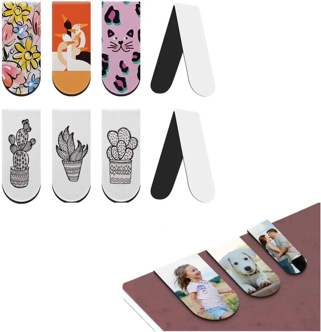 20pcs Sublimation Blank Magnetic Bookmark Book Marker Clip DIY Heat Transfer Print Page Marker for Home Students Teachers