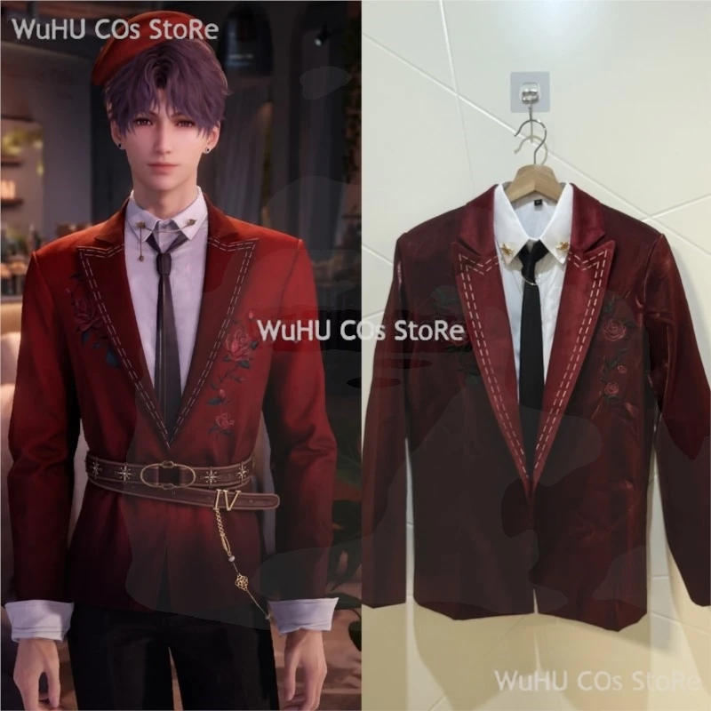 Gioco Amore E Spazio Profondo Cos Rafayel Costume Cosplay Rosa Rosso Vestito Cappotto Qiyu Rafayel Parrucca Donna Uomo Vestito Del Partito di Halloween