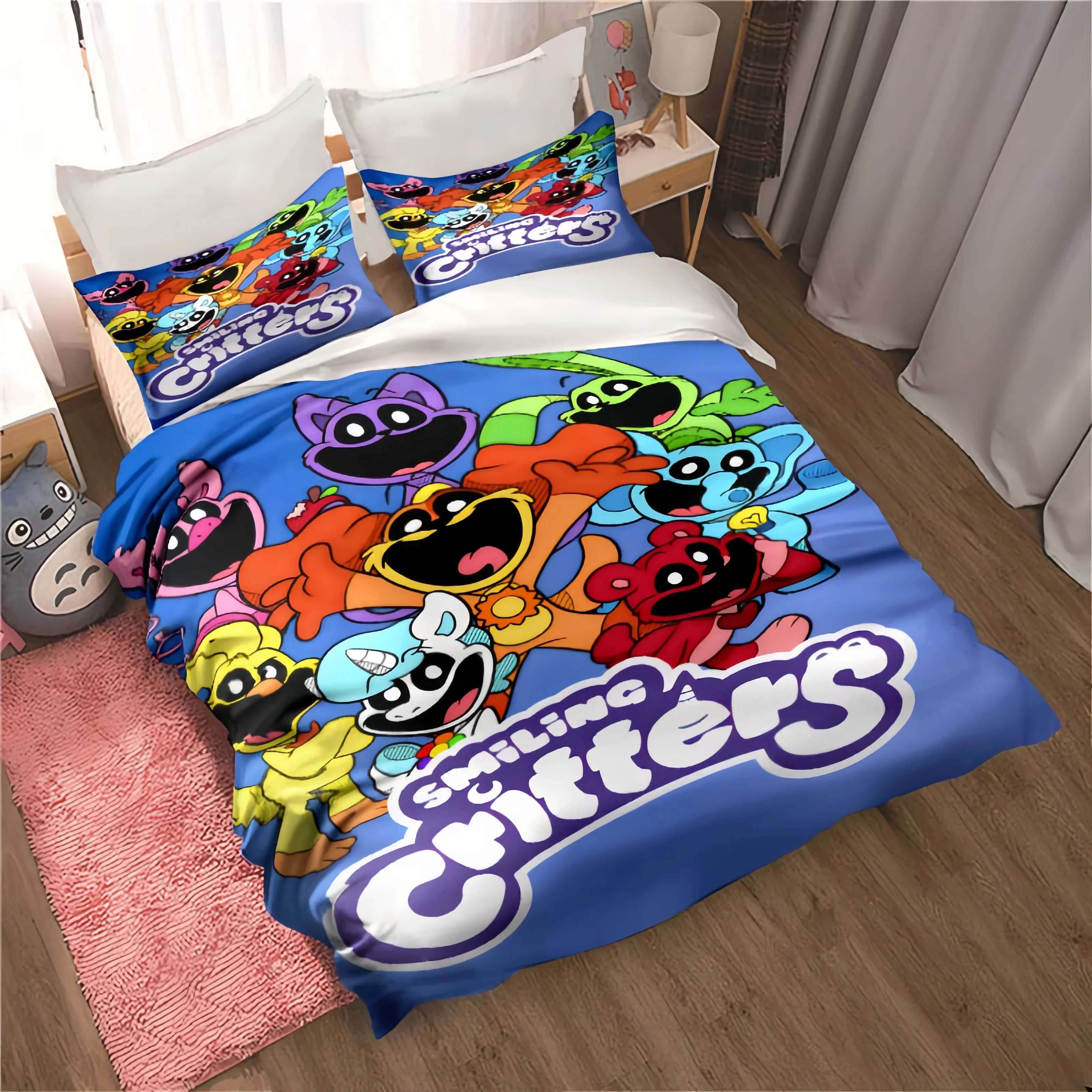 Smiling Critters Bedding Set Single Twin Full birthday gift Size Bed Set Adult Kid Bedroom Duvetcover Sets  Anime Bed Sheet Set