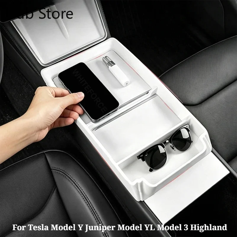 For Tesla Model Y Juniper Model YL Central Control Panel Storage Box Model 3 Highland Panel Frame Glasses Case Car Storage Tray