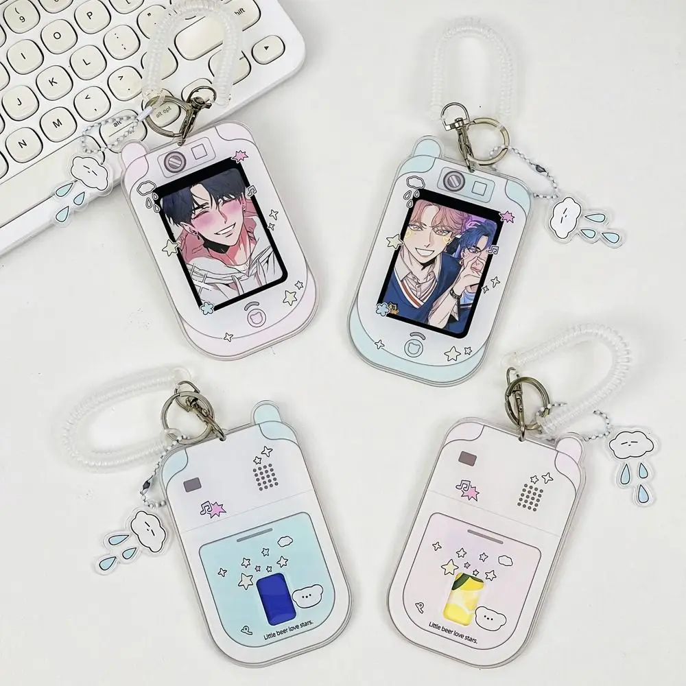 Cartoon Mobile Shape Photocard Holder Photo Frame Acrylic Idol Picture Protector ID Cards Kawaii Photo Card Cover Bag Pendant