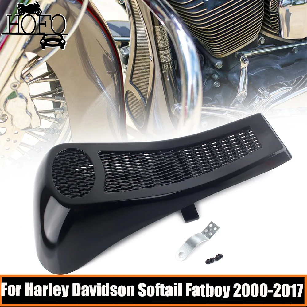 

Motorcycle Front Lower Radiator Cover Chin Fairing Spoiler Frame Cover Black For Harley Davidson Softail Fatboy Models 2000-2017