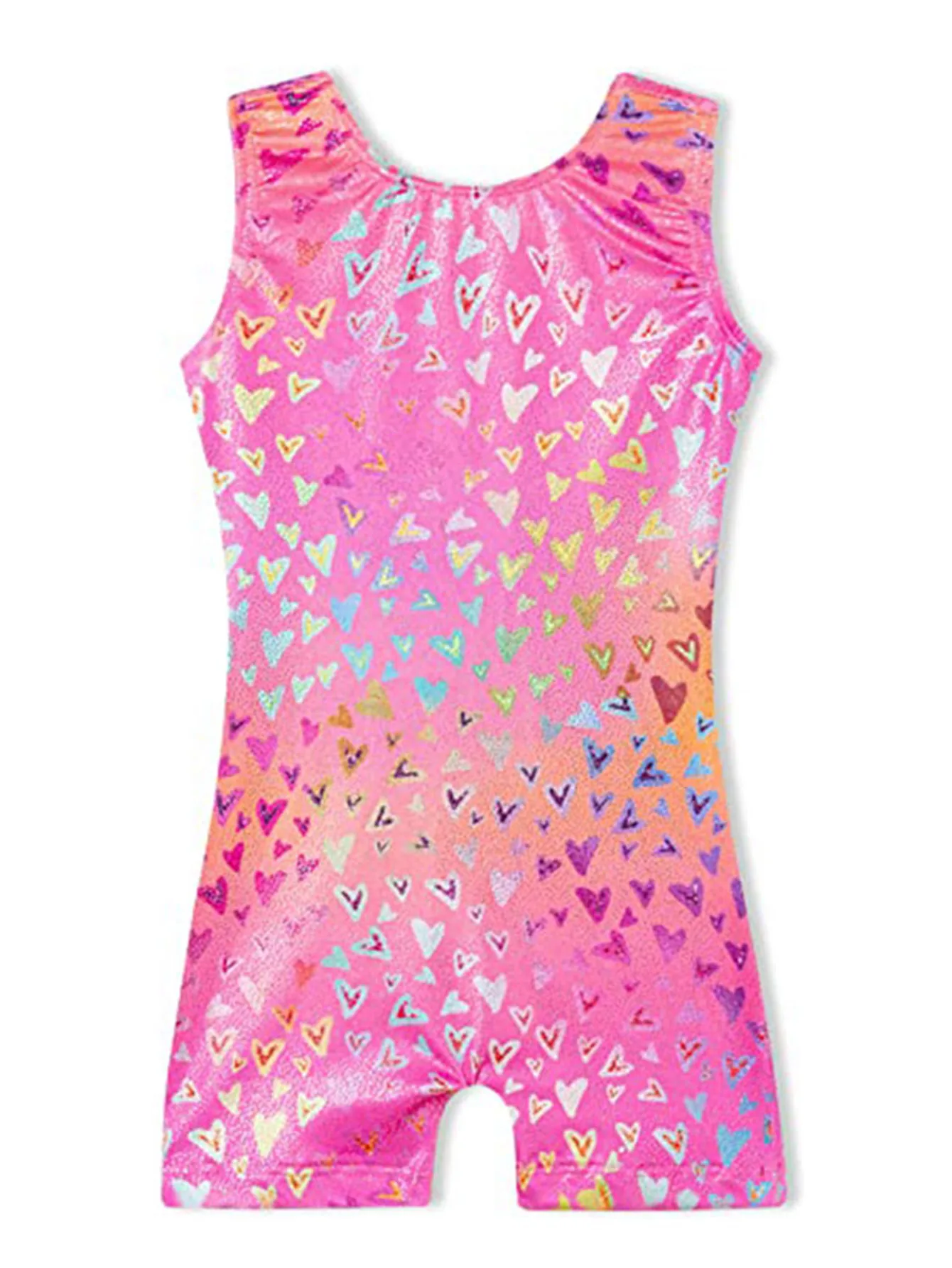 Sublimated performance clothes l One piece sleeveless gradual heart shaped pattern Ballet Leotard Mysterious Gymnastics Girl Leo