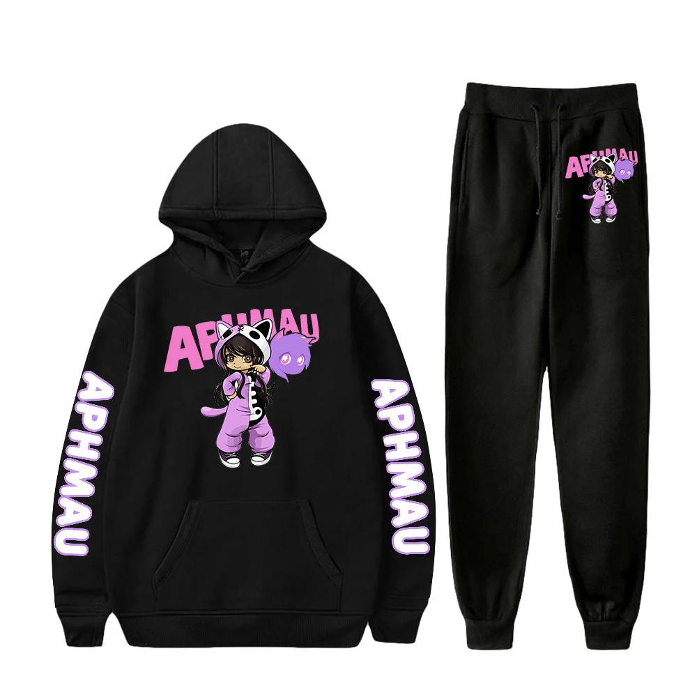 

2022 New Aphmau Merch Two Piece Set Unisex Hoodies Sweatpants Harajuku Streetwear 90s Youthful Fashion Clothes Men Women's Suit