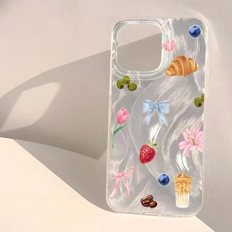 Fashionable Unique Beaded Heart Flower Pattern Phone Case For iPhone 16 14 13 12 11 15 Pro Max 16E XR X XS 7 8 Plus 17 Air Cover - náhled 5