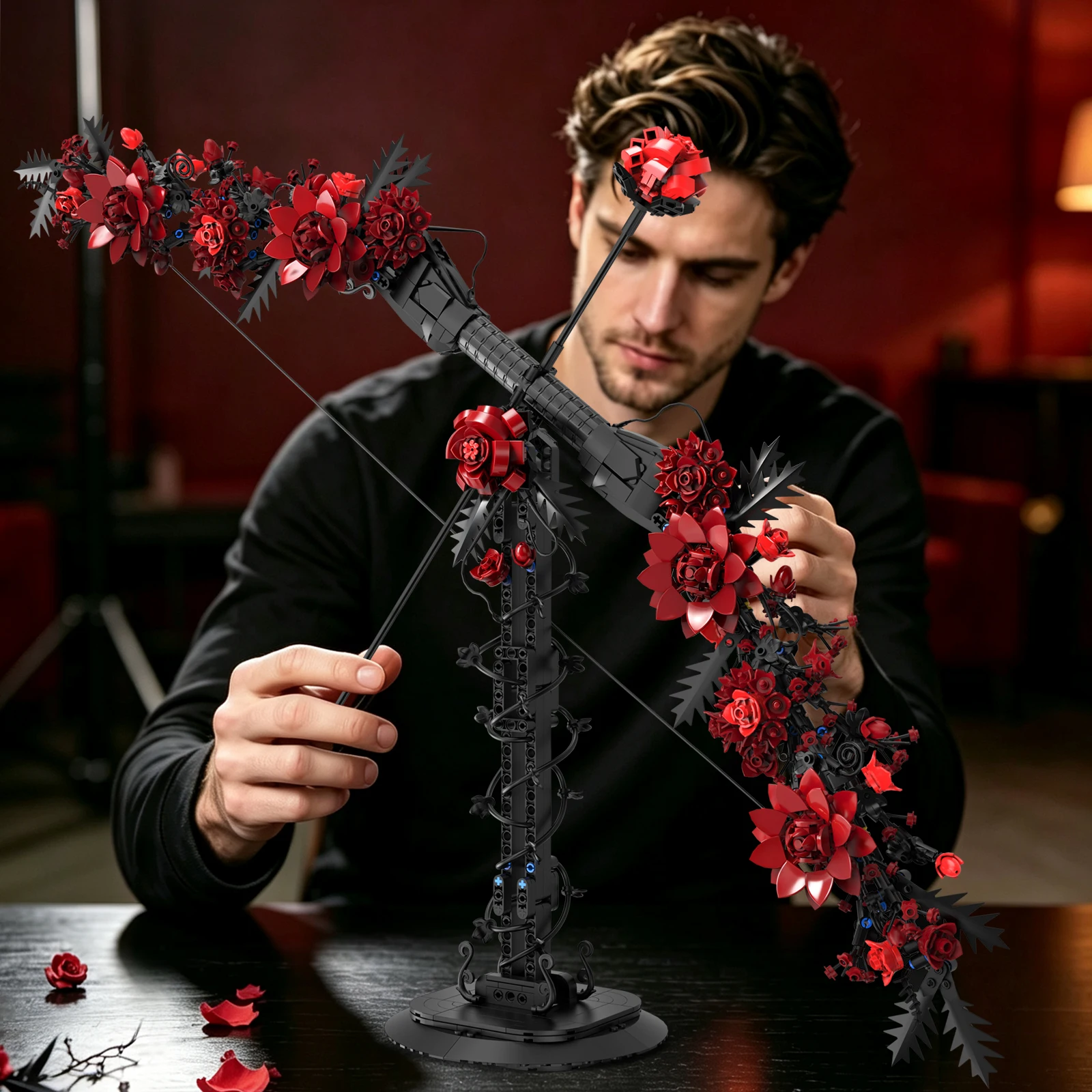 heart-flower-arrow-rose-bow-arrow-building-blocks-gothic-bouquet-skull-sabre-moc-bricks-3d-model-art-particle-assembled-toys