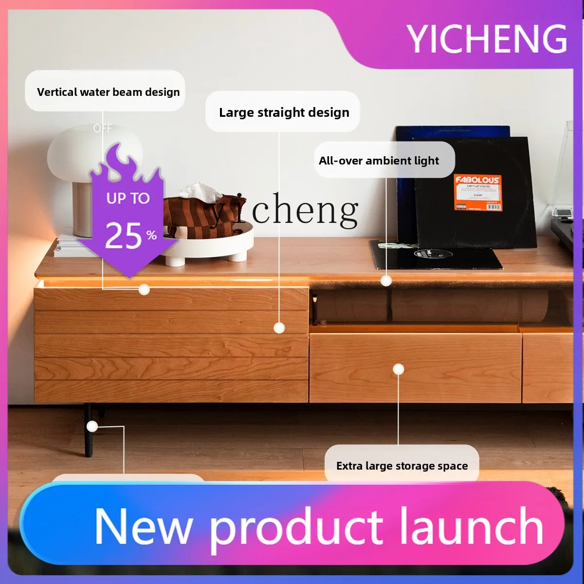 TV cabinet Nordic small apartment cherry wood locker Japanese coffee table TV cabinet combination