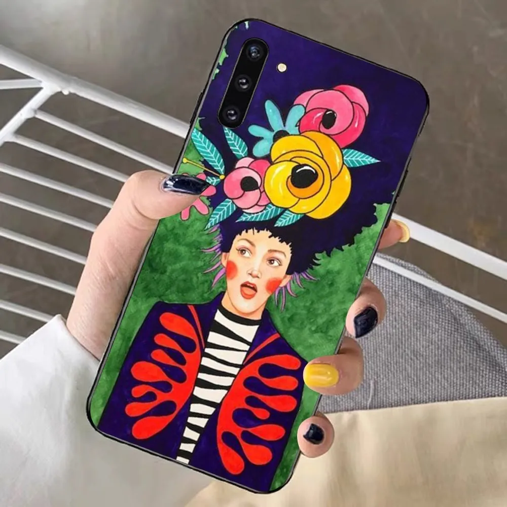 Abstract Flowers Girl Hair Phone Case For Samsung Note 8 9 10 20 pro plus lite M 10 11 20 30 21 31 51 A 21 22 42 02 03