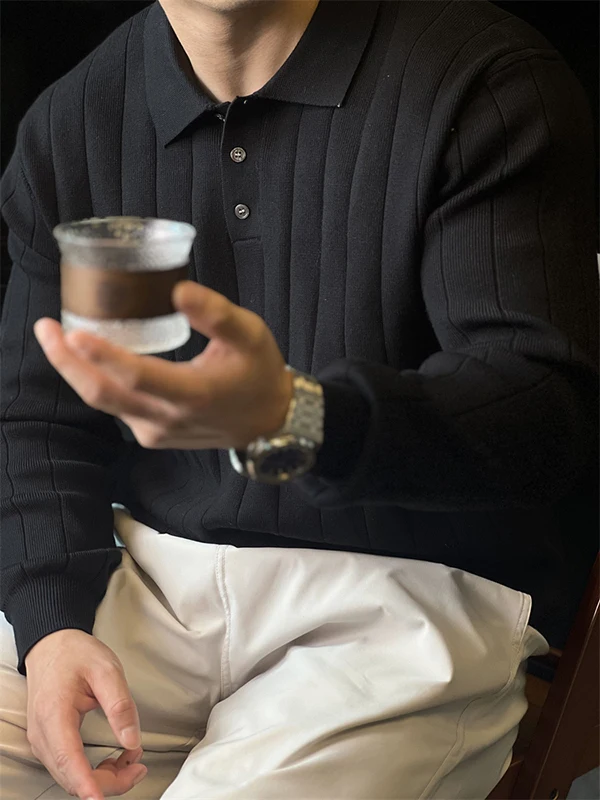 

Мужской вязаный свитер в американском ретро-стиле, повседневный, приталенный, с длинным рукавом, осенне-зимний, модный базовый слой