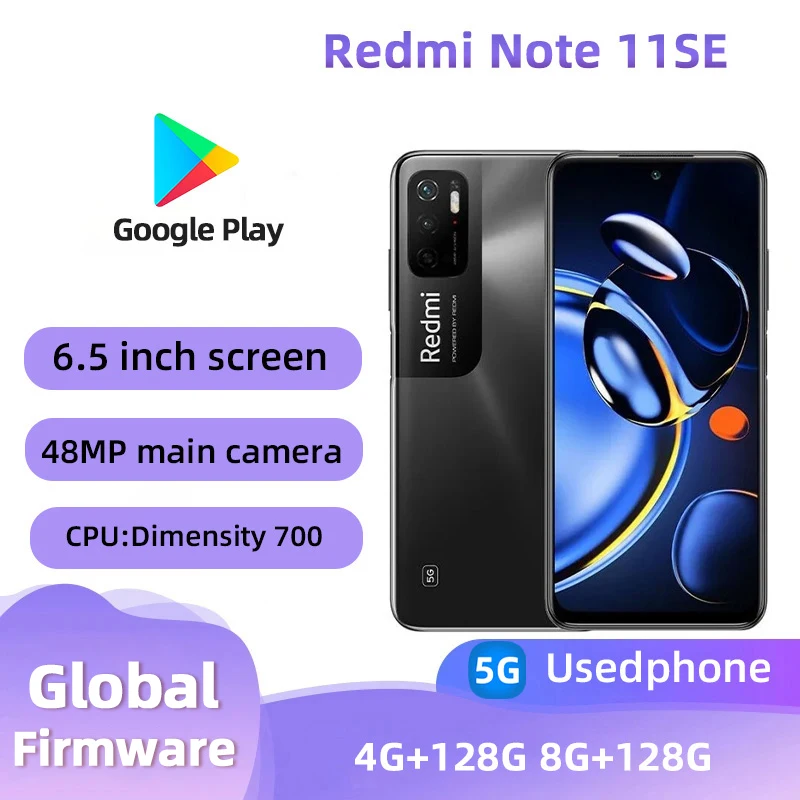 Redmi Note 11SE 5G Android 6.5 inches RAM 4GB ROM 128GB MediaTek Dimensity 700 Used Phone