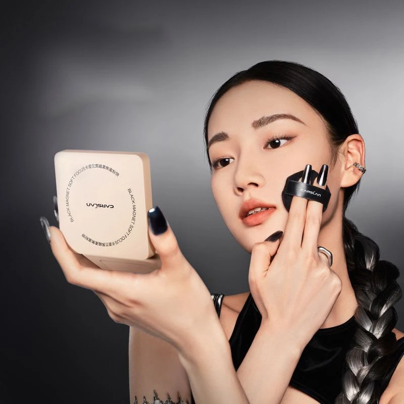 CARSLAN Setting Powder HD Pore Blurring Powder Black Magnetic Soft Mist Powder Formula for Oil Control & Waterproof Matte Finish