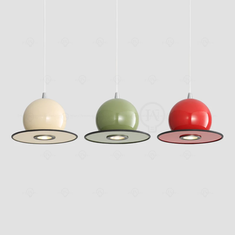 

Nordic cream style bedroom bedside pendant light, modern restaurant bar counter red and green spotlights, small pendant light