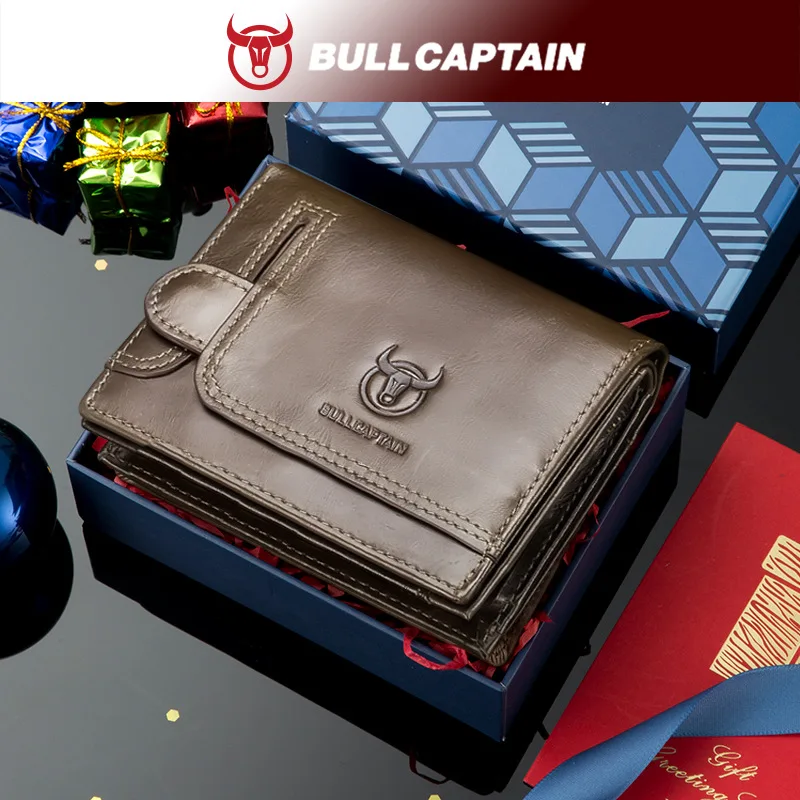 Top layer cowhide men's multi-functional loose change coin pocket photo card case large-capacity thin and light business wallet