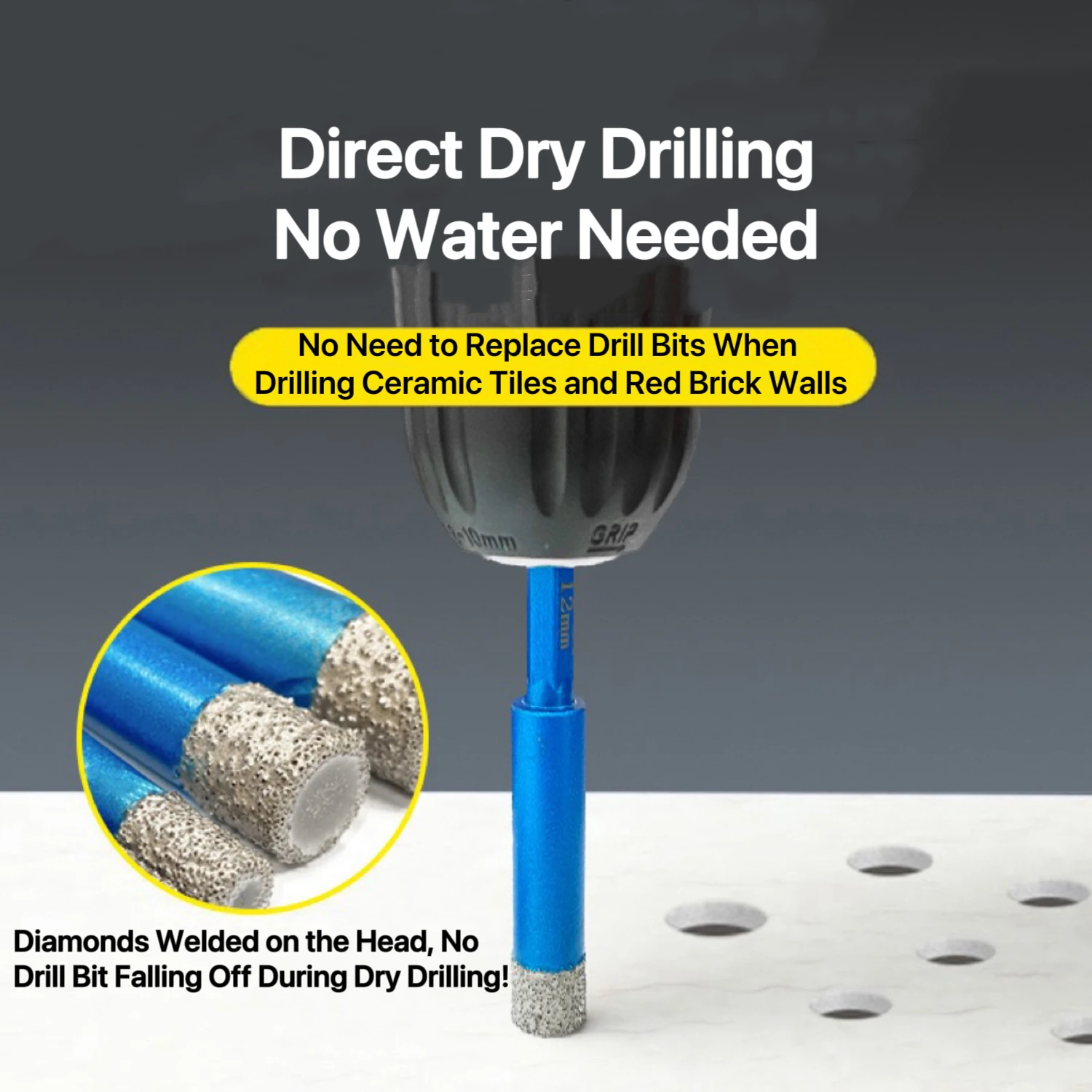 7 Buah Set Mata Bor Ubin Pengeboran Kering-untuk Kaca, Marmer, Giok & Keramik- Lilin Pendingin Bawaan, Pengeboran Tanpa Selip