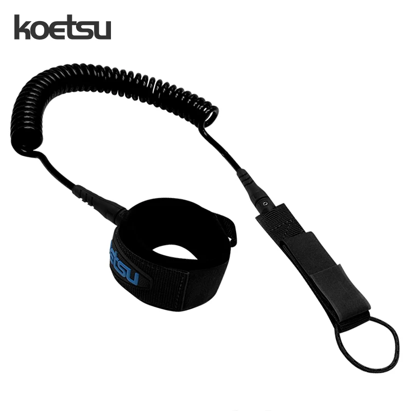 KOETSU Black Surfboard Accessories Foot Rope Safety Leash 7mm Adjustable TPU Material Rope for Stand Up Paddle Board