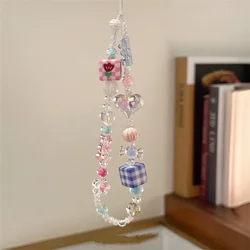 Double Little Bear Student Phone Case Hanging Rope Chain Integrated Dopamine Sweetheart Beaded Girl Sweet Girl CCD Pendant