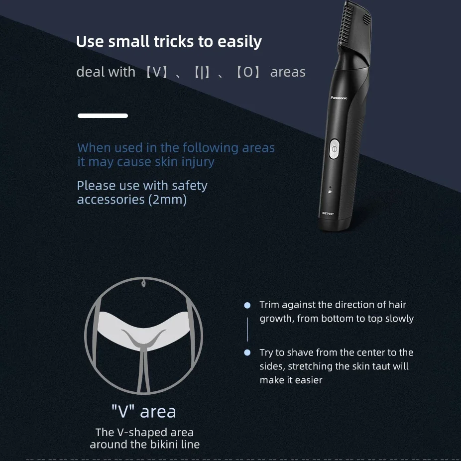 Panasonic Wet Dry Groin Body Trimmer For Men Face Beard Hair Trimmer Clipper Pubic Ball Electric Shaver Body Groomer