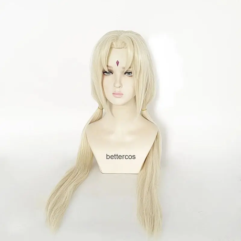 Anime Tsunade Cosplay Wig 100cm Long Straight Blonde Cosplay Women Wigs Hair Heat Resistant Party Wigs + Wig Cap