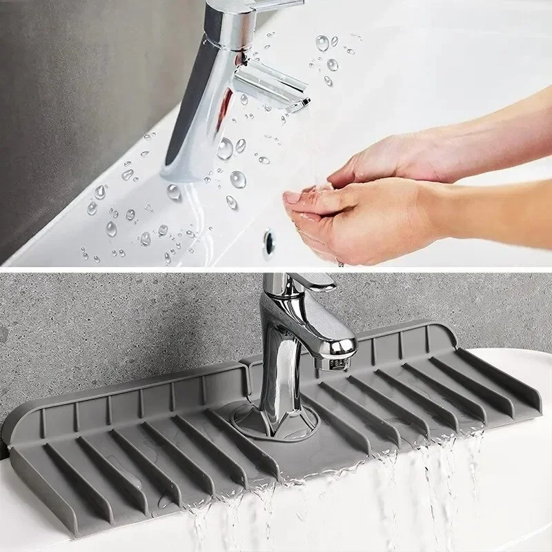 Silicone Faucet Mat Dish Soap Sponge Holder Sink Kitchen Countertop Drying Mat Bathroom Kitchen Sink Splash Guard Drain Pad image 5