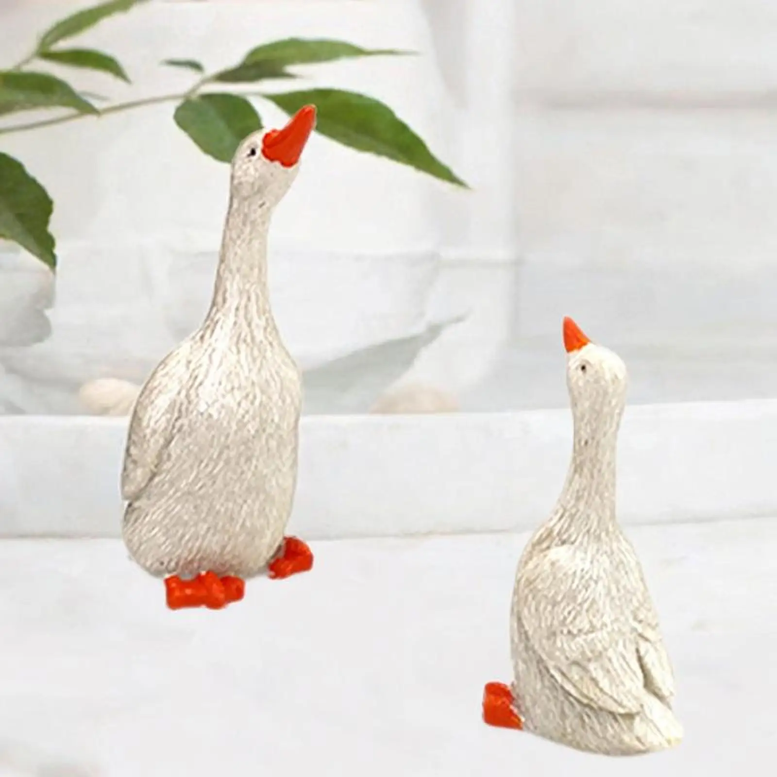 2x Art Crafts Lawn Ornament Lifelike Ducks Statues for Fireplace Garden Pond