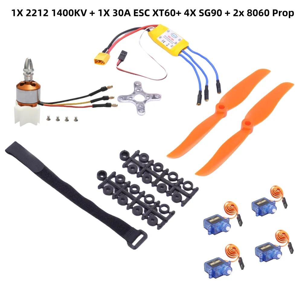 Motor sem escova a2212 2212 1400kv 2200kv 30a esc sg90 9g micro servo hélice de 6 polegadas/8 polegadas para helicóptero de avião de asa fixa rc