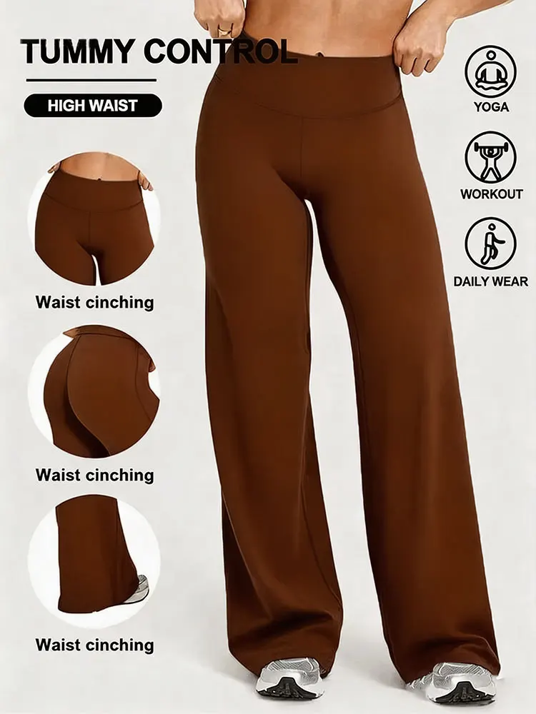 

Женские прямые свободные брюки для йоги из мягкого эластичного материала, влагоотводящие спортивные штаны для фитнеса, подходящие для занятий в тренажерном зале, бега