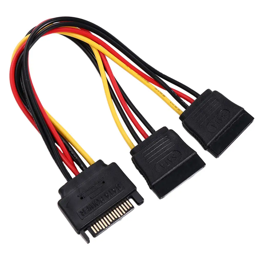 SATA II Hard Disk Power 15Pin SATA Male To 2 Female 15Pin Power HDD Splitter High Quality Y 1 To 2 Extension Cable 20CM