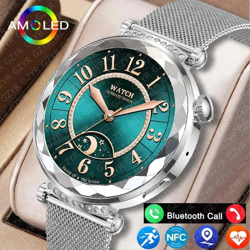 

For Xiaomi Huawei AMOLED Smart Watch Women 1.1inch GPS Sport Screen Always Display NFC Bluetooth Call Waterproof Smartwatch 2024